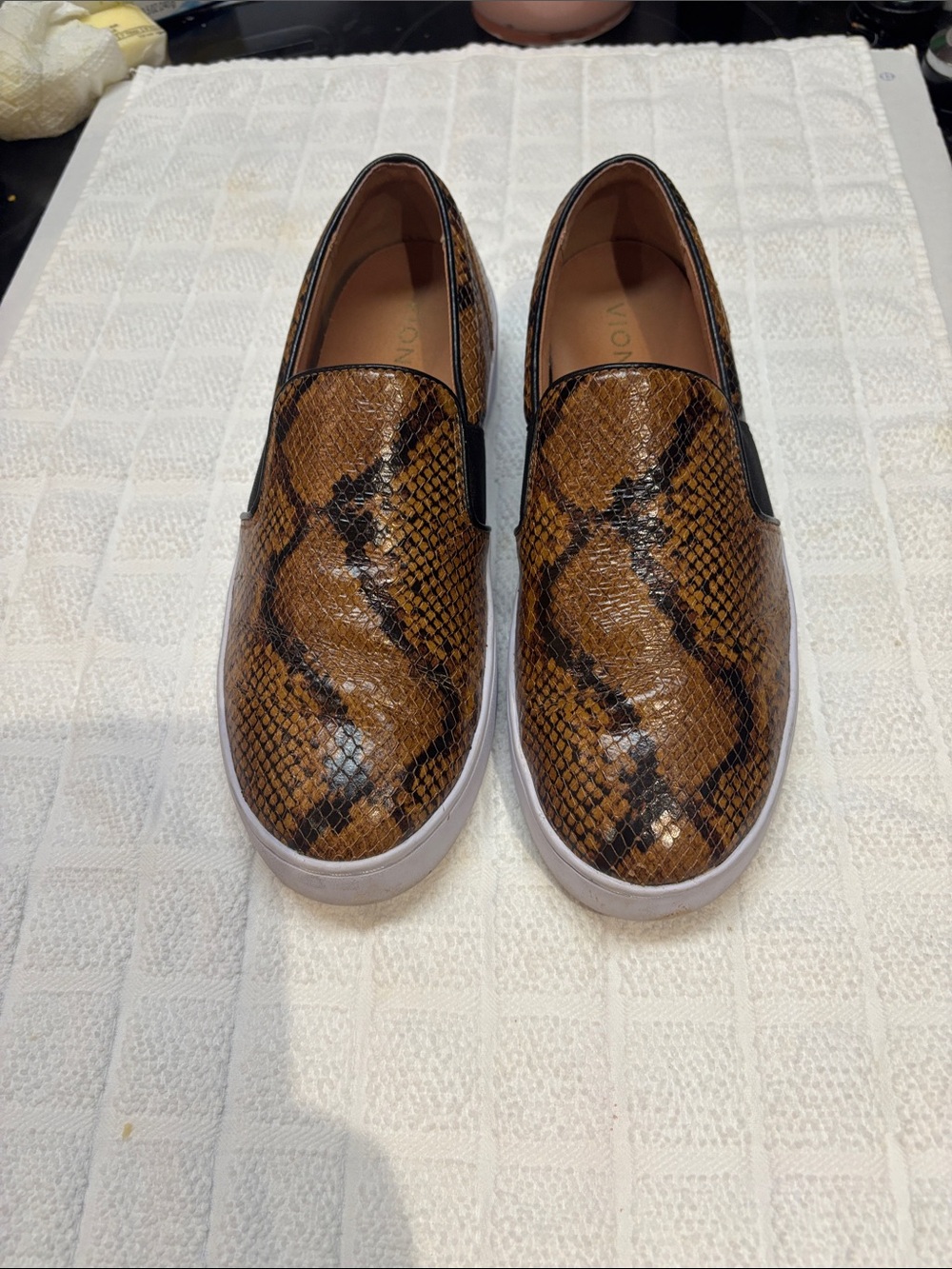 Vionic Brown Snake-Print Slip-On Sneakers
